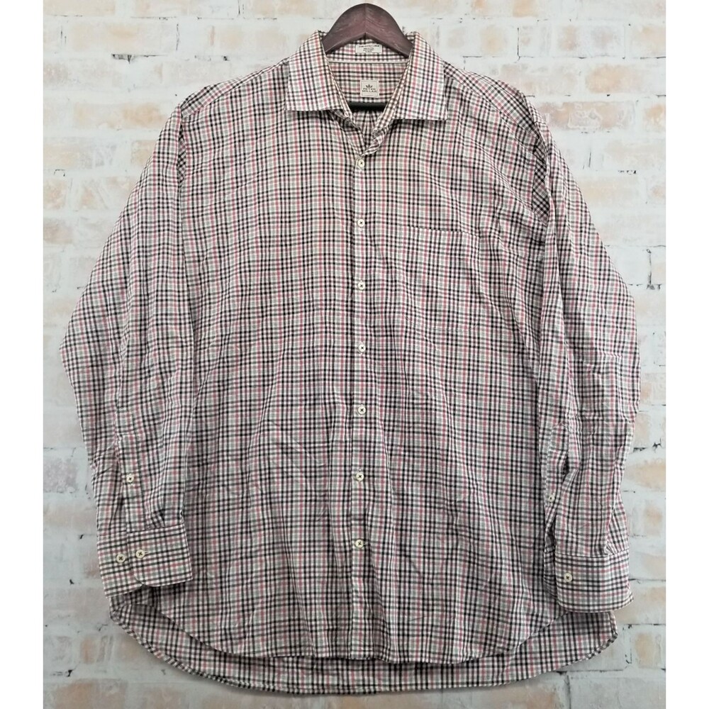 Peter Millar Long Sleeve Button Down Gingham Shirt Men's XXL Fall Autumn Colors